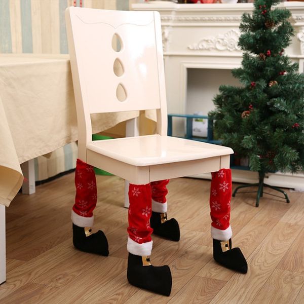 Copripiedi per sedie per gambe di Babbo Natale Decorazioni per la tavola adorabili Decorazioni natalizie per la casa Coprisedie natalizie Oggetti di scena per feste T2I5580