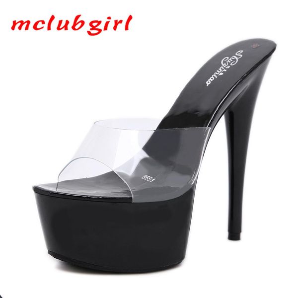 

mclubgirl 15cm autumn nightclubs fun shoes waterproof platform roman fish mouth ladies super high-heeled sandals lfd-8661-7, Black
