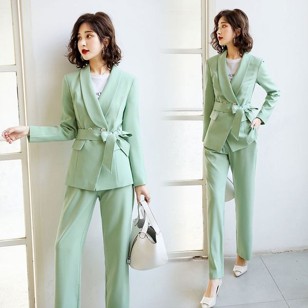 

women's suits & blazers elegant green blazer pant two-piece sets for women woman office suit, White;black