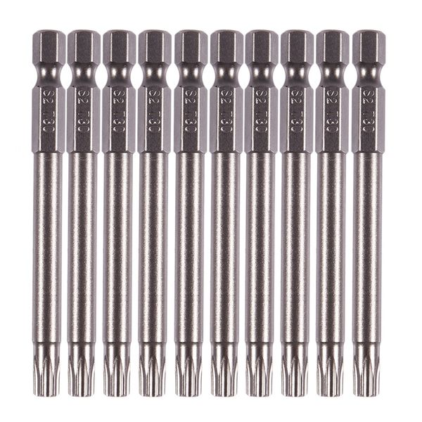 

t30 head 1/4" hex shank 75mm magnetic torx screwdriver bits gray 10pcs