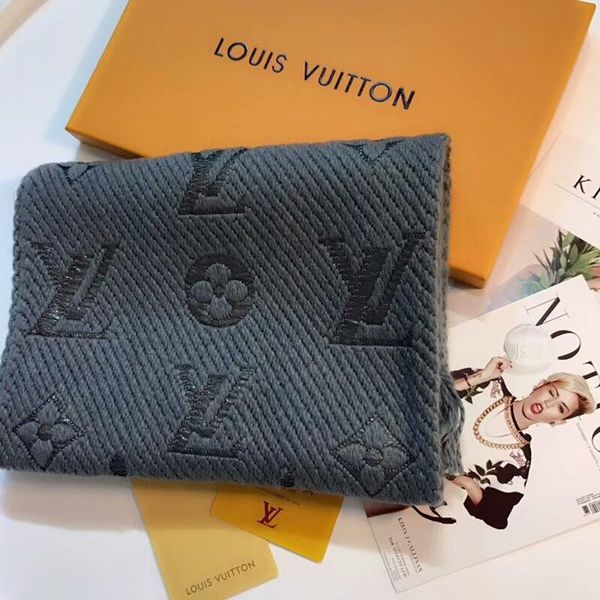 

selling women men autumn and winter wool knitted classic letter scarf size 180*32cm scarf shawl ing, Blue;gray
