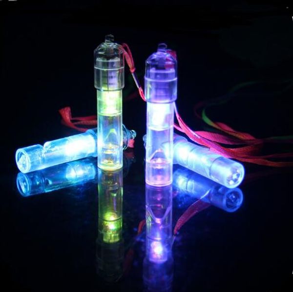 

flashing whistle colorful lanyard led light up fun in the dark party rave glow party favors kids children dhl