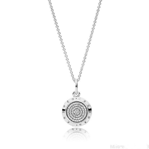 

925 silver plated signature pendant necklaces for pandora zircon disc charm chain statement necklace for women men jewelry dhl free