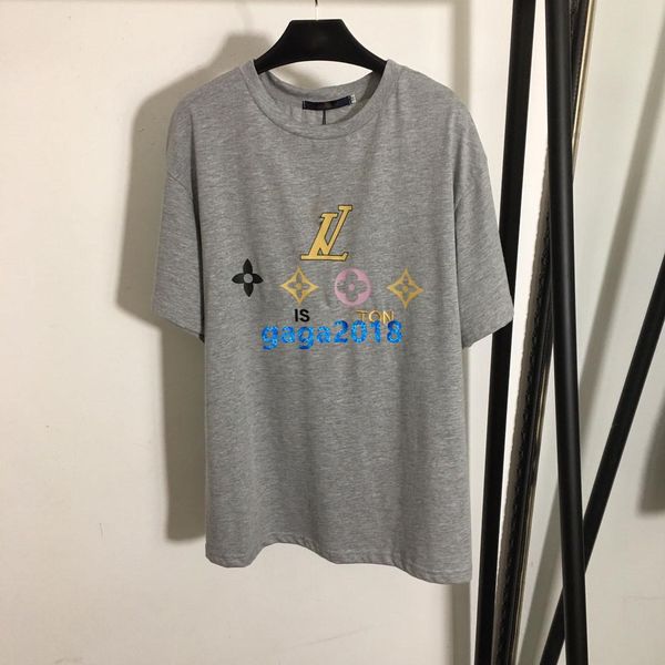 

high end женщины девушки футболка монограмма письмо шаблон круглый вырез с коротким рукавом блузка летняя рубашка tee 20ss модный дизайн рос, White