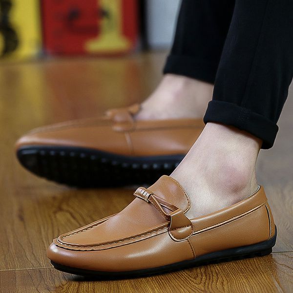

fashion leisure men light loafers solid spring autumm flat driving shoes soft comfy classics slip on shoes, Black