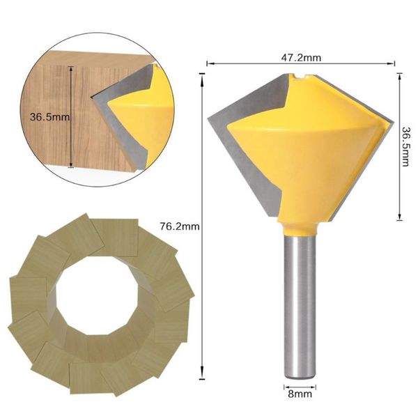 

8mm shank milling cutter wood carving 12 sided multi double sided glue joint router bit set milling cutter for wood