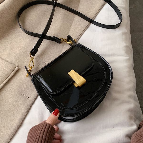 

net red small bag texture messenger bag female wild ins patent leather autumn and winter new 2020 female shoulder