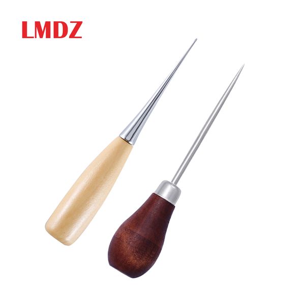 

lmdz 2pcs wooden handle awls diy leather tent sewing awl pin punch hole shoes repair tool hand stitcher leather craft needle, Black