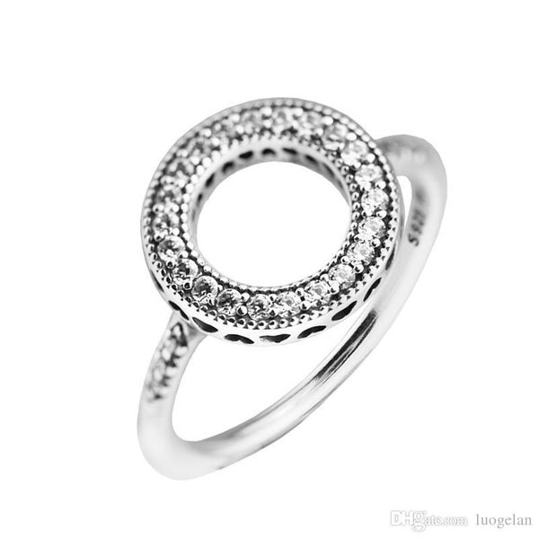 

совместимость с pandora ювелирных изделий кольца серебра сердца halo кольца белый кристалл 100% 925 ювелирных изделий стерлингового серебра, Silver