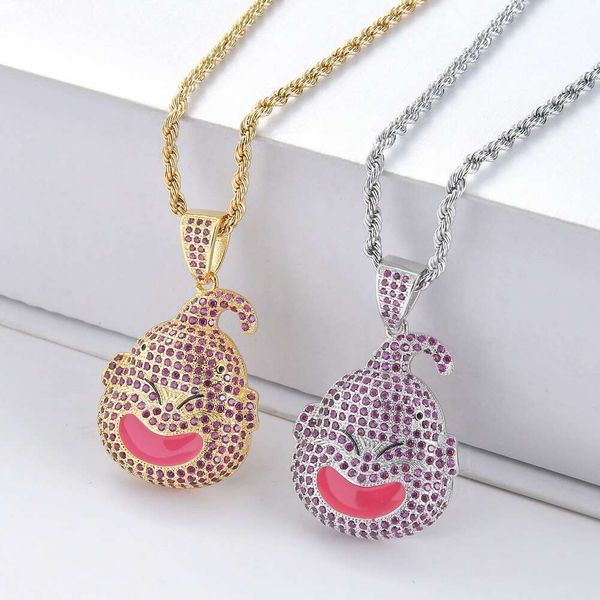 

хип-хоп dragon ball мультфильм кулон ожерелья для мужчин роскошные алмазные аниме подвески настоящее позолоченные цирконы золото серебро мод, Silver