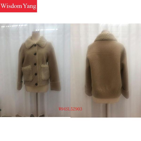 

winter elegant womens short coats faux cashmere woolen jackets warm female loose red pink overcoat korean coat ladies outerwear, Black;brown