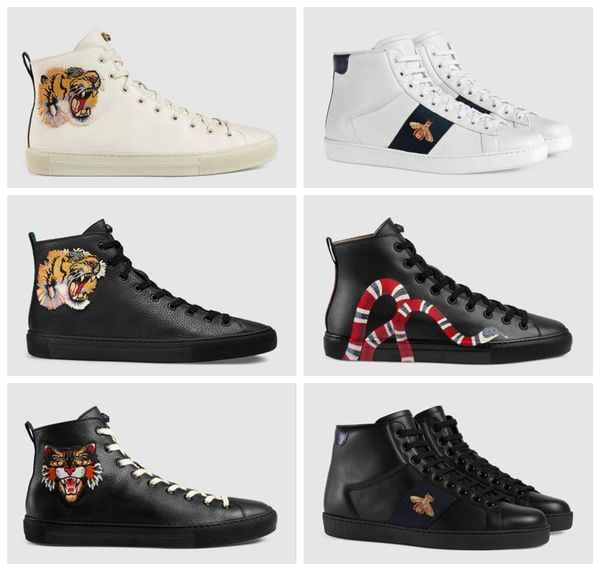 

discount promotions new genuine leather mens casual shoes flat hi-sneakers black white tiger head snake pattern outdoor run