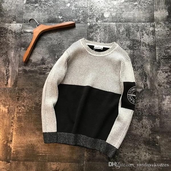 

2019 autumn and winter new stone rough knitted sweater island sweater mixed color embroidered sweater m-2xl, Black;brown