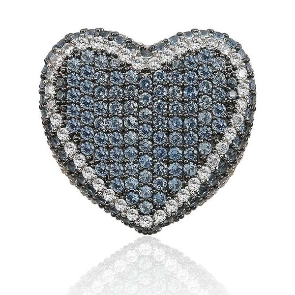 Großhandel - Herz blau lila Diamanten Custer Ringe für Männer #7#8#9#10#11# luxuriöser bunter Kristallring platinierter Kupferzirkonschmuck