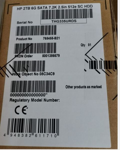 

server hdd 2tb sata 6g 7.2k 2.5" mdl sc 512e 765869-001 765455-b21