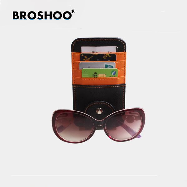 

broshoo fastener clip pu leather car vehicle sun visor sunglasses ticket card holder clip car styling auto accessories