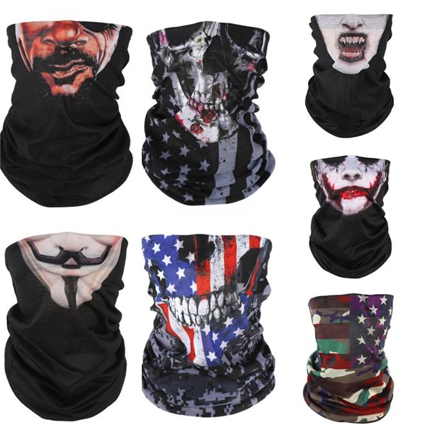 

halloween cosplay bicycle ski skull half face mask ghost skull scarf bandana neck warmer party headband magic turban bal #830#960, Blue;black