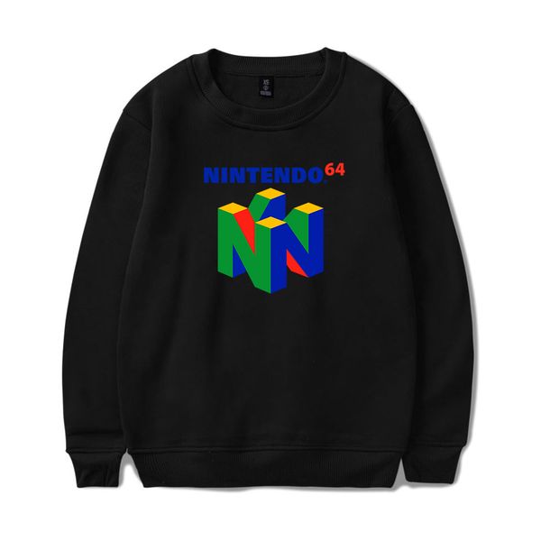 

new arrival classic n64 game print sweatshirt harajuku hoodies hip hop streetwear sudaderas para hombre, Black