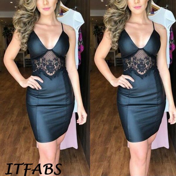 

women summer sleeveless v-neck bodycon dresses ladies evening party lace short mini dress, Black;gray