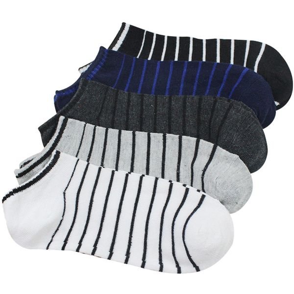 

men's socks summer fashion striped cotton boat sock slippers short ankle socks men low cut invisible, Black