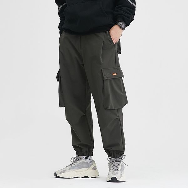 

2019 winter new american retro stereo pocket plus толстые workpants мужские сыпучие set terre повседневные брюки, Black