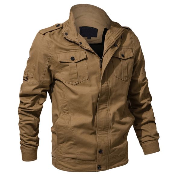 

autumn winter men's jacket solid safari style casual zipper jacket plus size long sleeve stand neck men outwear, Black;brown