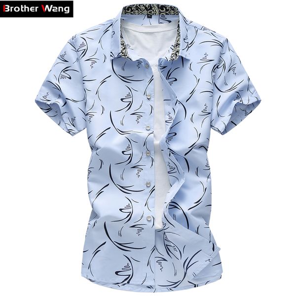 

2017 Summer New Large Size Men Shirt 6xl 7xl Male Casual Print Short Sleeve Shirt Hawaii Shirt Brand Men 'S Clothing