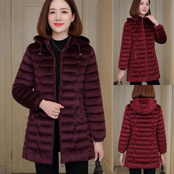 

feitong fashion women winter new arrival simple warm cotton hooded winter jacket long-sleeved coat veste femme dropship#10440, Black