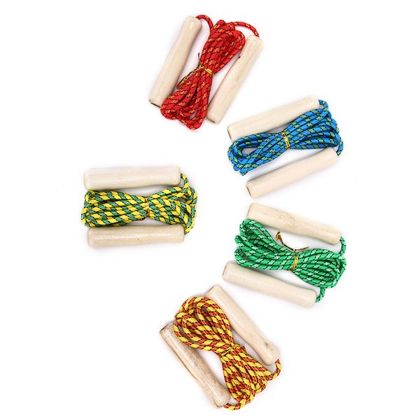 

1pc skipping sports skipping rope practice speed jump wood grip handle children kid fitness equipment training
