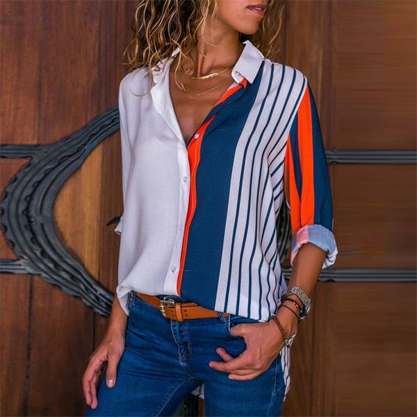 Couleur unie à manches longues col en v petit haut femmes mode 2019 Slim-type chaud nouveau Streetwear automne dames blouse femmes revers