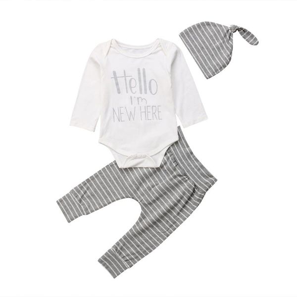 

pudcoco infant clothing set baby boy girl cotton +long pants romper clothes baby girl boy cotton outfits, White