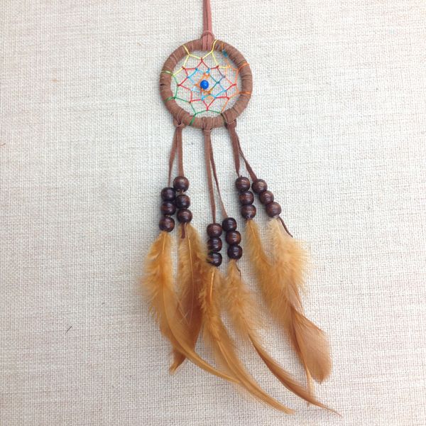 

натуральная кожа ручной работы ловец снов мини висит с пером