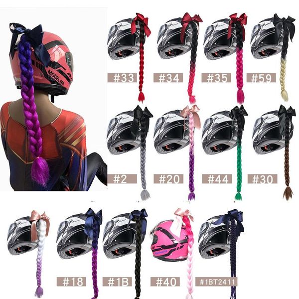 

multi-color gradient синтетический braid парик женщины стиль punk мотоциклетный шлем diy украшения с чашкой дизайн всасывающая