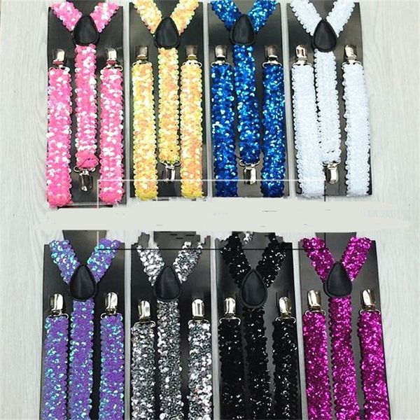 

scale sequins suspenders man 3 clips elastic straps women lumine scence braces wild joker 8 colours 4 5xp d1, Black;white