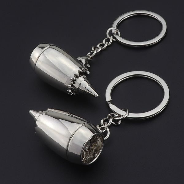 

fashion creative airplane turbine pendant keychain key chain storage keys portable engine jewelry decor gift, Silver