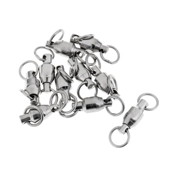 

10pcs stainless steel heavy duty ball bearing swivel solid rings black fishing swivel fishing accessory