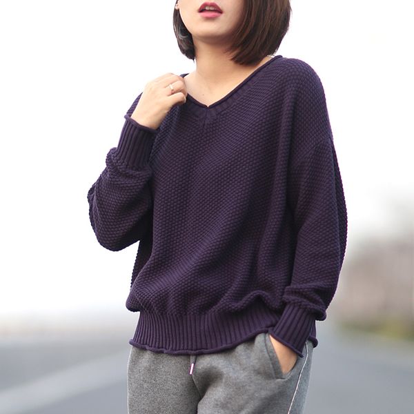 

johnature brand sweater women spring clothing 2019 new casual knitted long sleeve v-neck pullover sweaters, White;black