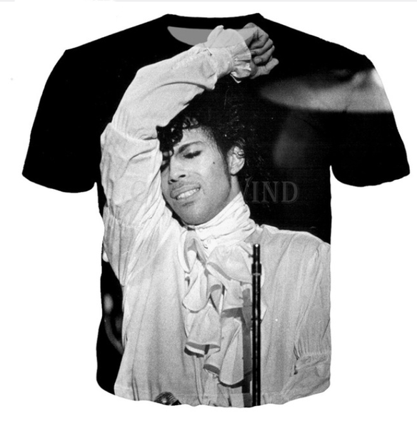 

fashion t shirt men women hip hop singer prince rogers nelson 3d printed t-shirts harajuku style tshirt streetwear q1191, White;black