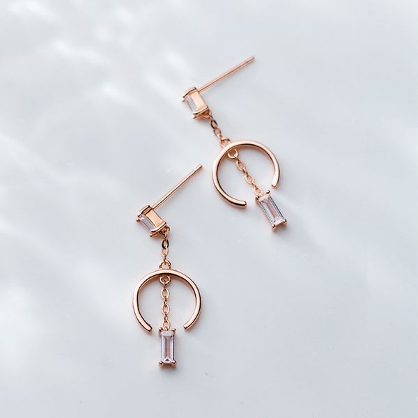 

mloveacc popular 925 sterling silver geometric cz zircon long earrings for women fashion sterling silver jewelry, Golden;silver