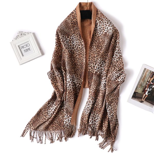 

designer brand women scarf 2018 winter cashmere scarves for lady shawls and wraps neck head warm bandana leopard print