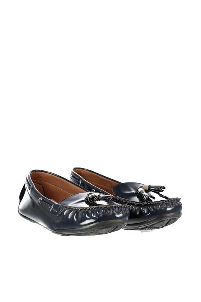 

derimod navy blue women 's loafer shoes, Black