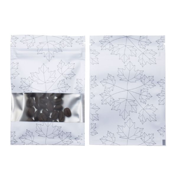 

100pcs/lot matte white zip lock mylar foil bags with window dried food snacks packing pocket aluminum foil zipper packaging bag