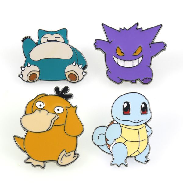 

brooches for women squirtle girls metal anime brooch cartoon cute pins badge men shawl pin korean funny broszka psyduck, Gray