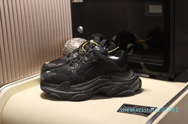 

fw retro triple s sneaker mens fashion vintage kanye west old grandpa trainers designer mens womens casual shoes, Black