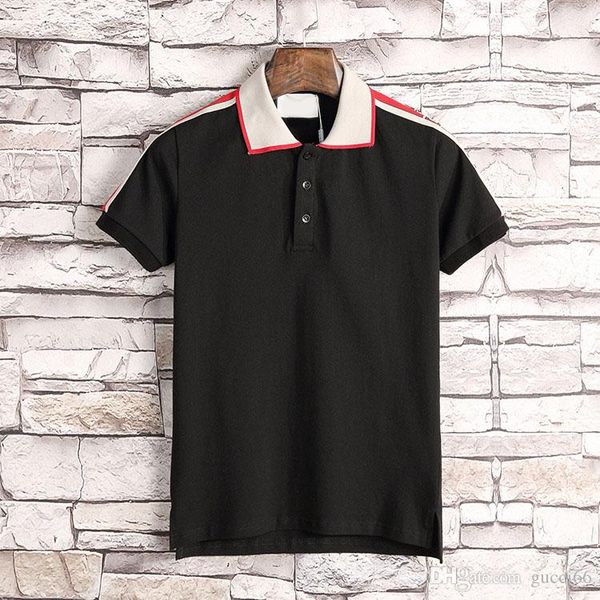 

new designer polo shirts men luxury polo casual men polo t shirt snake bee letter print embroidery fashion high street mens polos, White;black