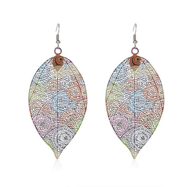 

fashion jewelry colorful hollow leaf earrings lady dangle earrings, Silver