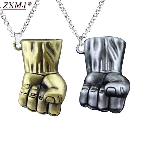 

zxmj marvel 4 кулак ожерелье непобедимый халк 3d стерео кулак кулон ожерелье фильм вокруг металла 2 цвета для поклонников подарок, Silver