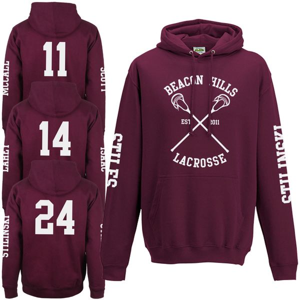 

beacon hills lacrosse hoodie - teen wolf stilinski lahey mccall hoody sleeve print, Black