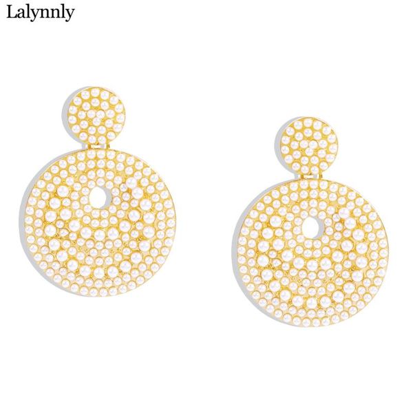 

lalynnly pearls stud earrings for women fashion simulated pearls bride wedding round droop earring girls jewelry bijoux e78821, Golden;silver
