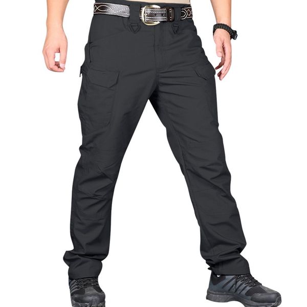 

men tactical cargo pants casual multi pockets hip hop joggers sweatpants solid black outerwear military trousers xxxl (no belt